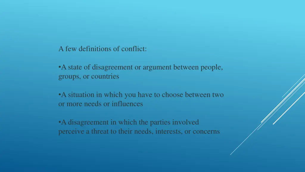 a few definitions of conflict