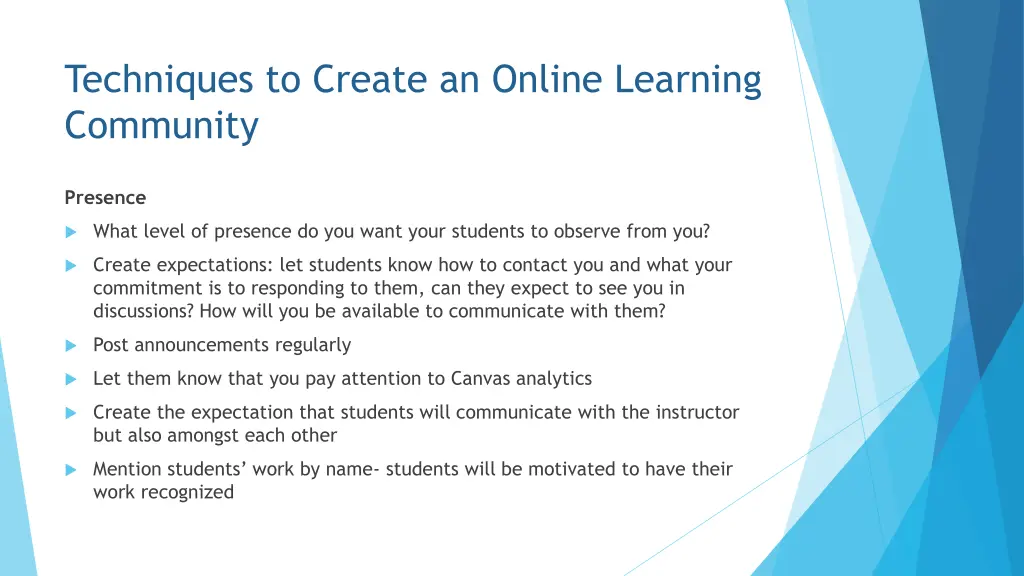 techniques to create an online learning community 1