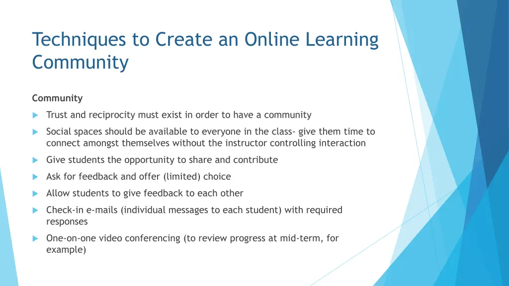 techniques to create an online learning community 2