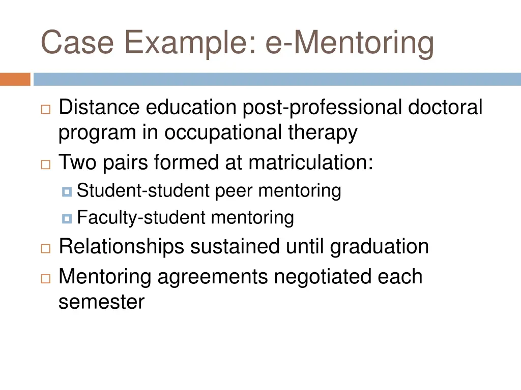 case example e mentoring
