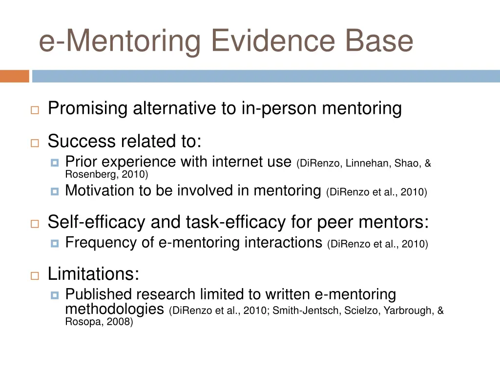 e mentoring evidence base
