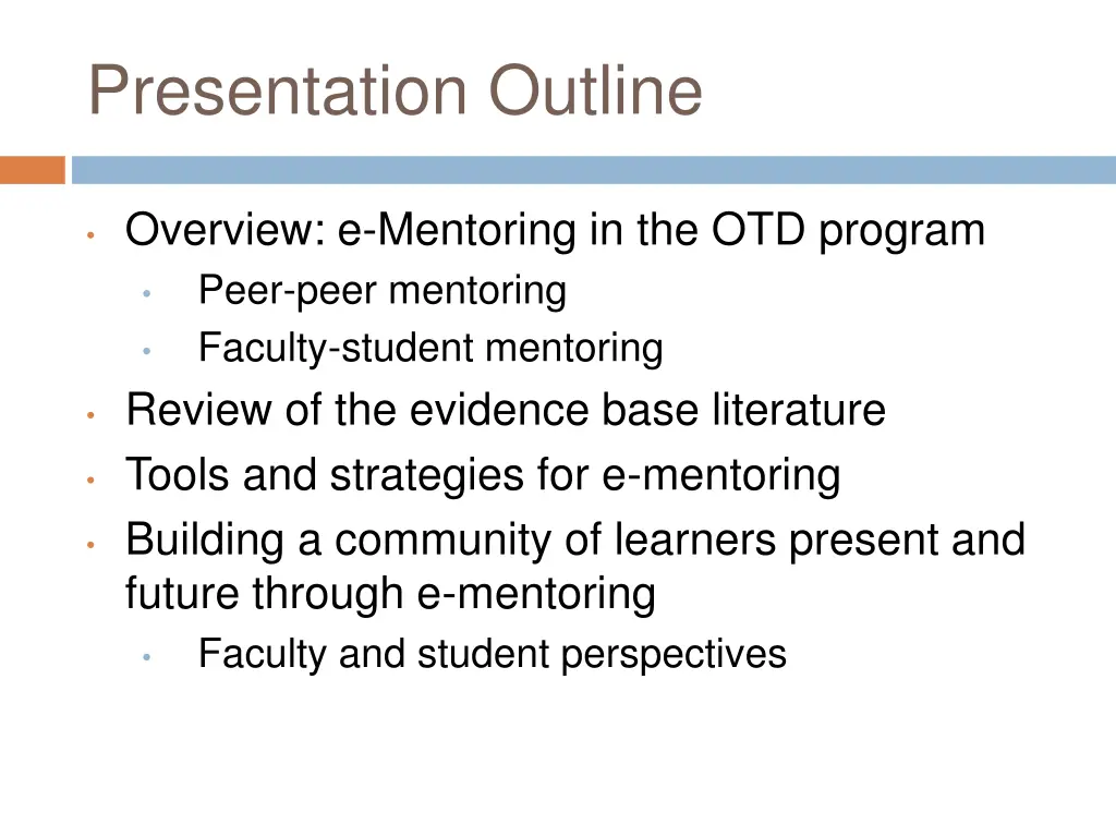 presentation outline