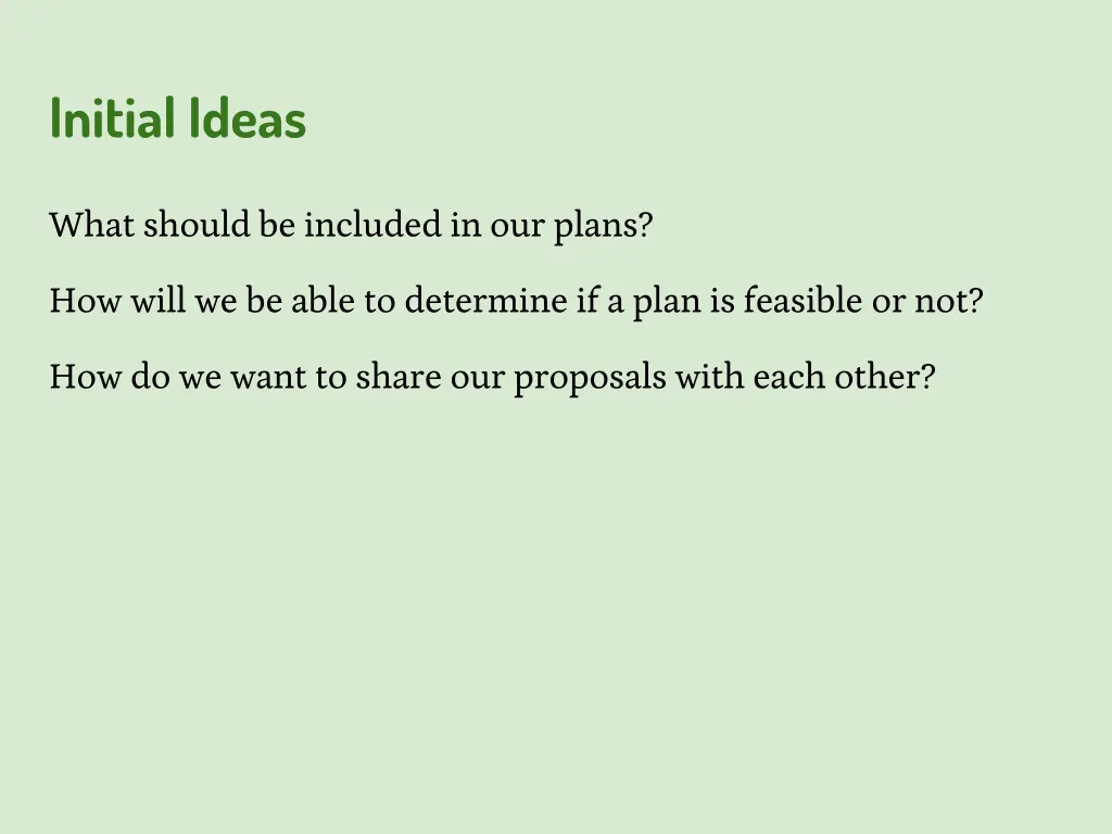 initial ideas