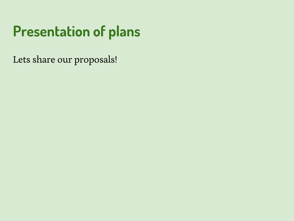 presentation of plans