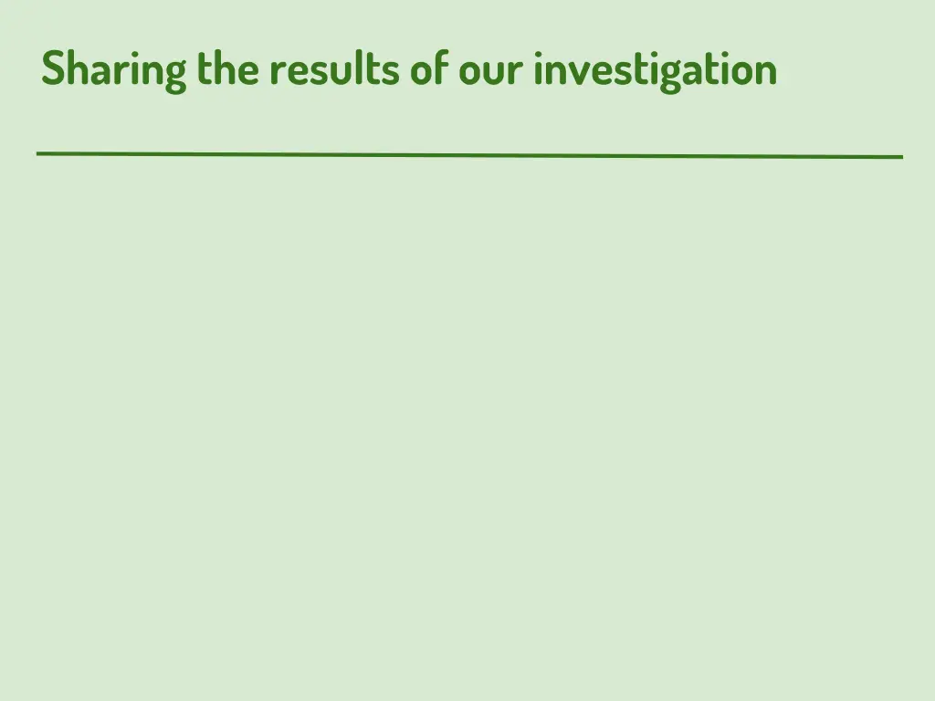 sharing the results of our investigation