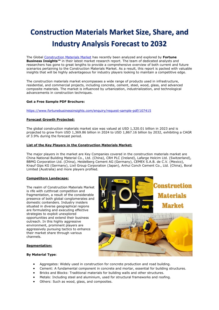construction materials market size share