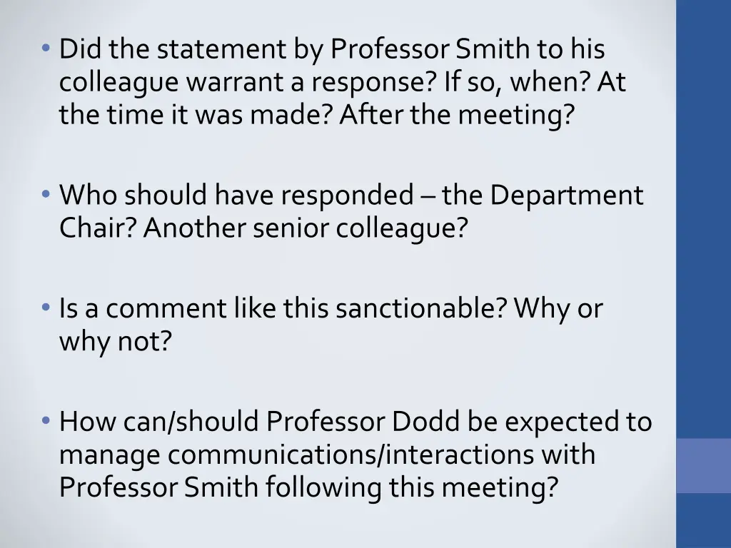 did the statement by professor smith