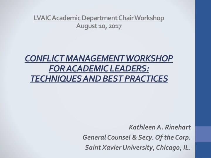 lvaic academic department chair workshop august