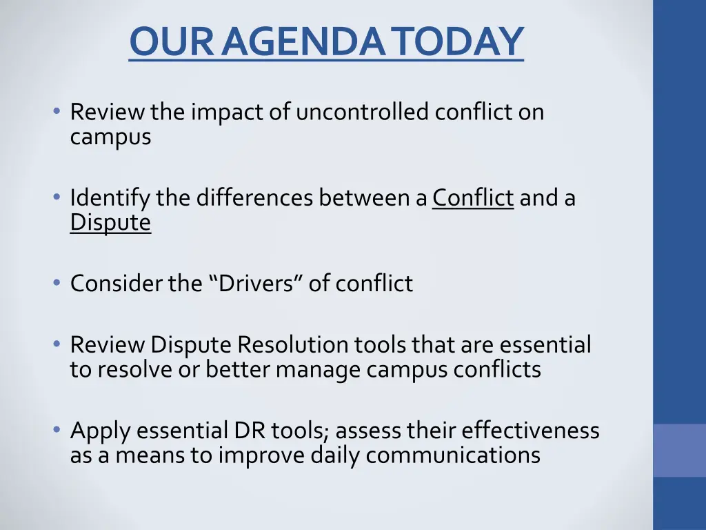 our agenda today