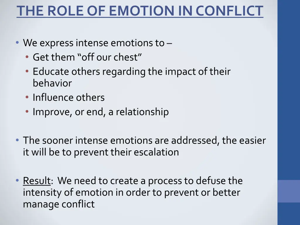 the role of emotion in conflict 1
