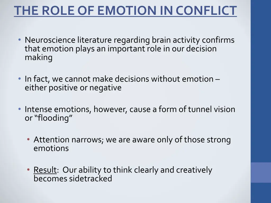 the role of emotion in conflict