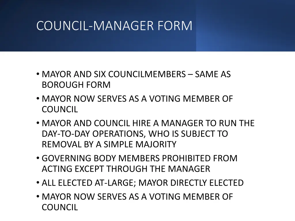 council manager form