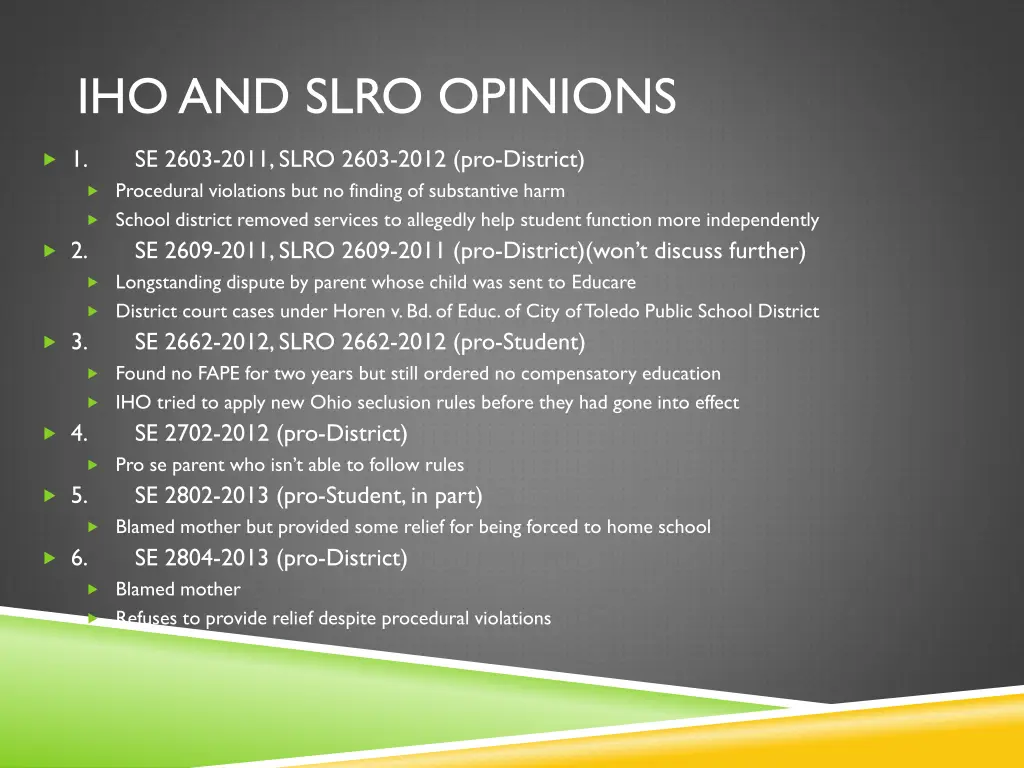 ihoand slro opinions