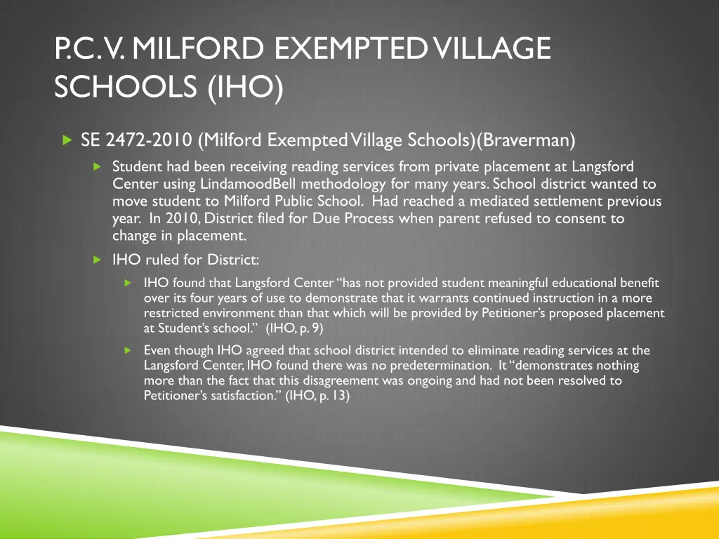 p c v milford exempted village schools iho
