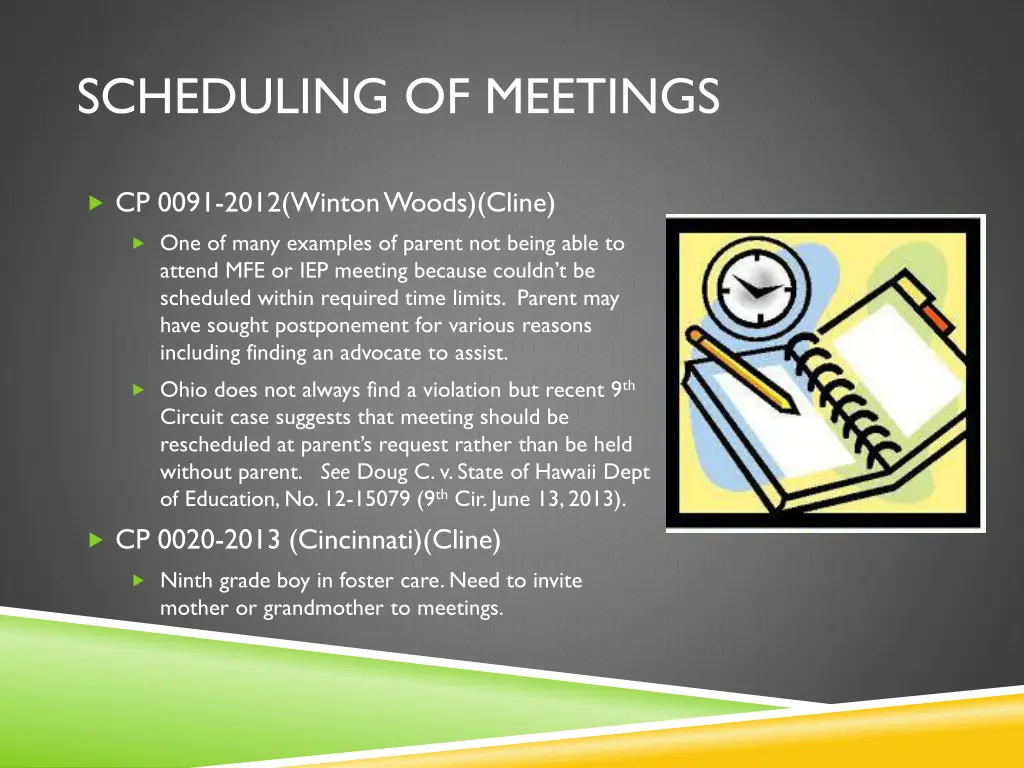 scheduling of meetings