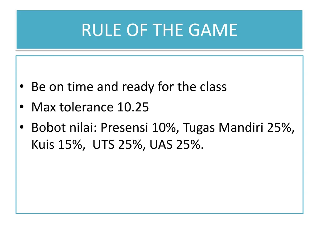 rule of the game