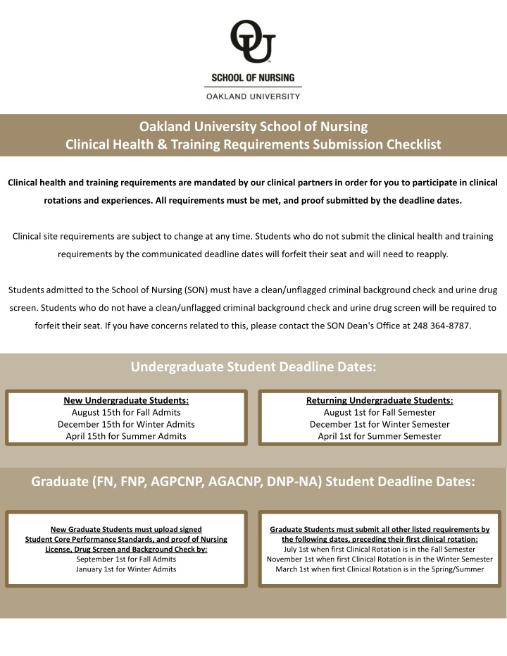oakland university school of nursing clinical