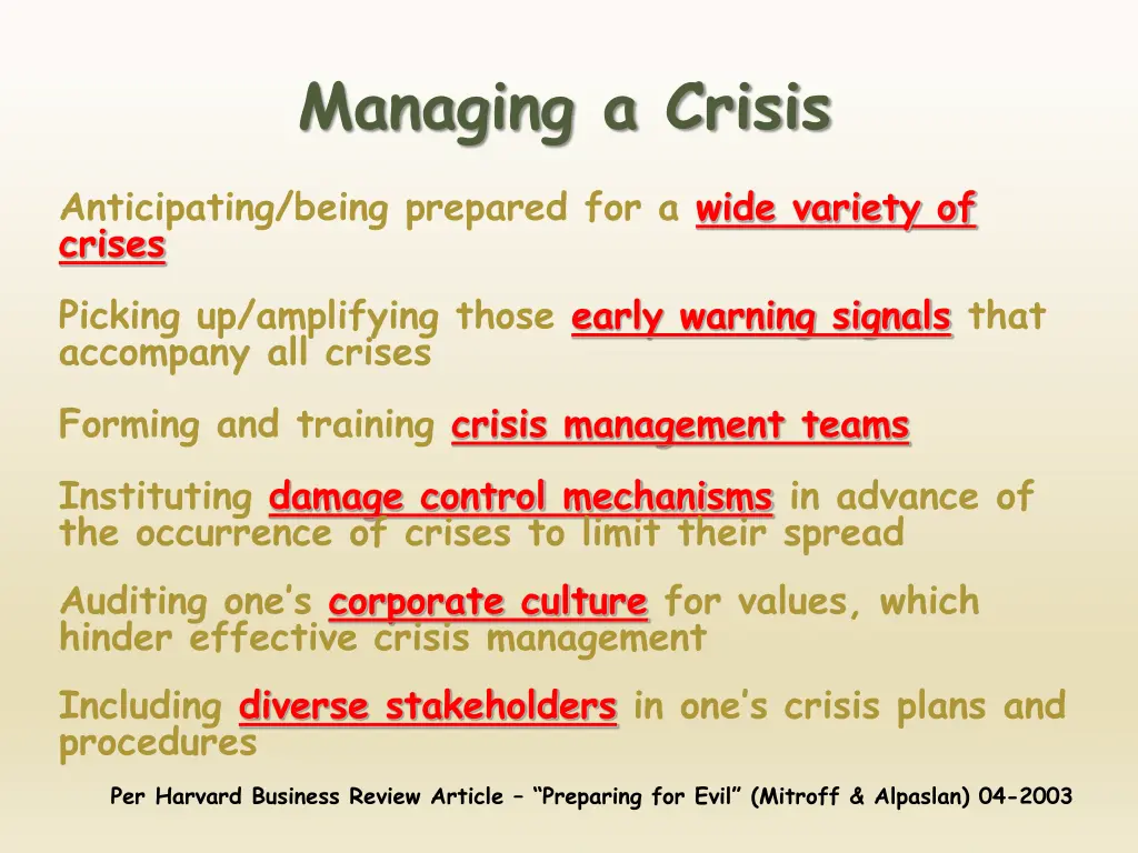 managing a crisis