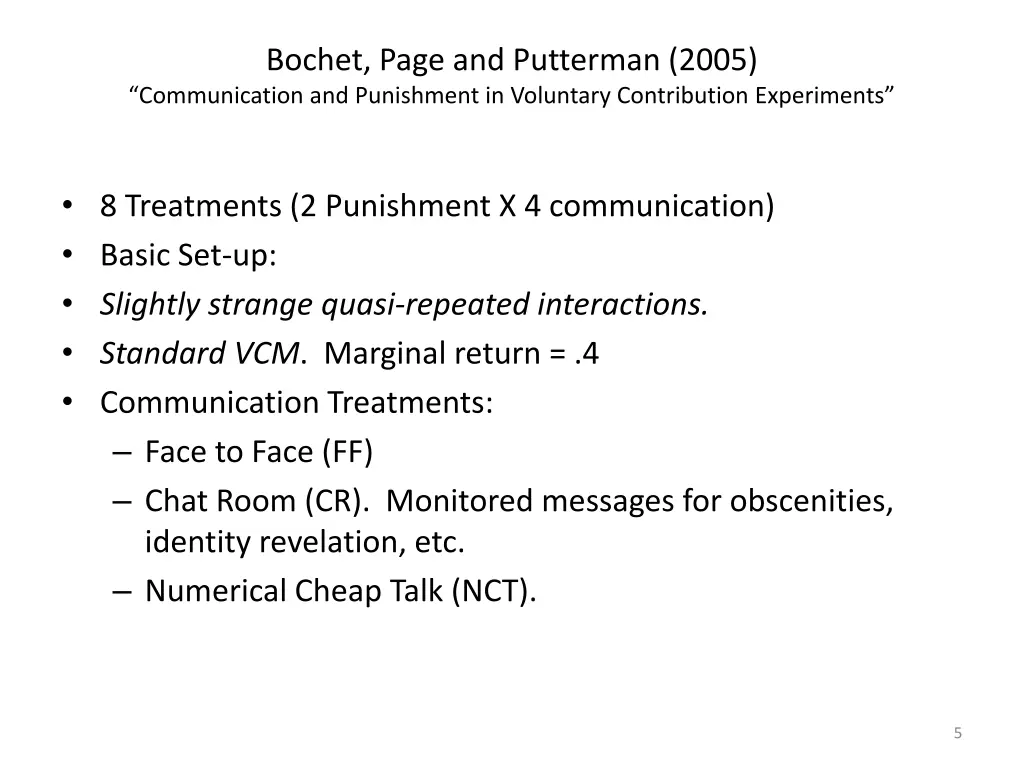 bochet page and putterman 2005 communication