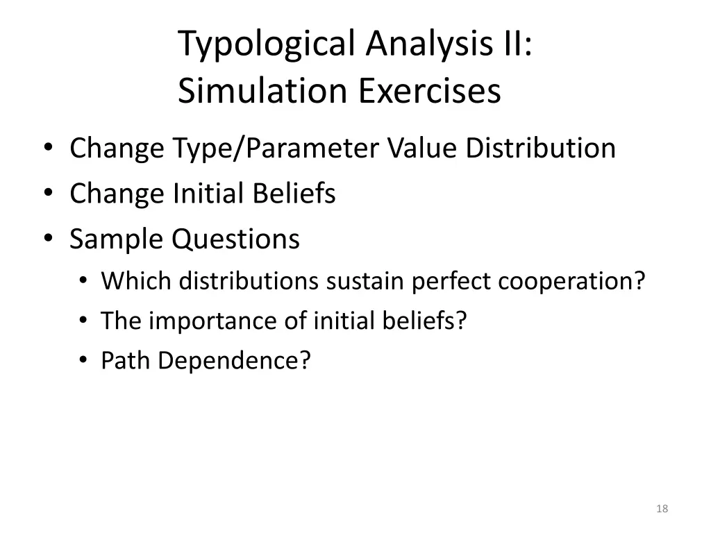 typological analysis ii simulation exercises