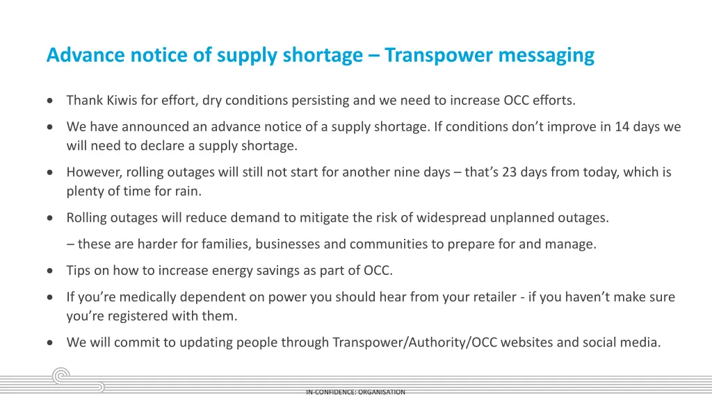 advance notice of supply shortage transpower