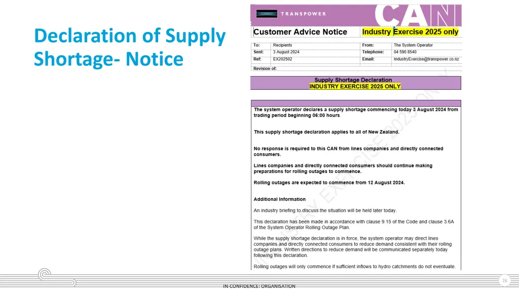 declaration of supply shortage notice