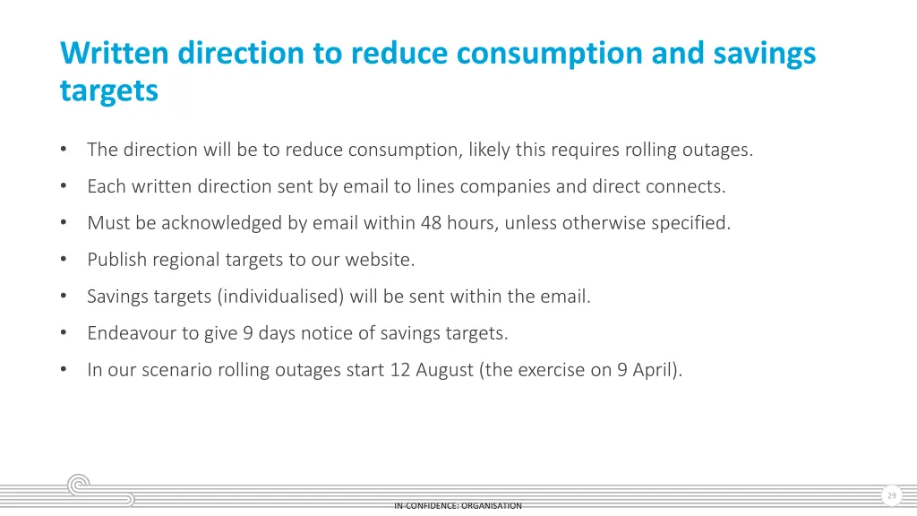 written direction to reduce consumption