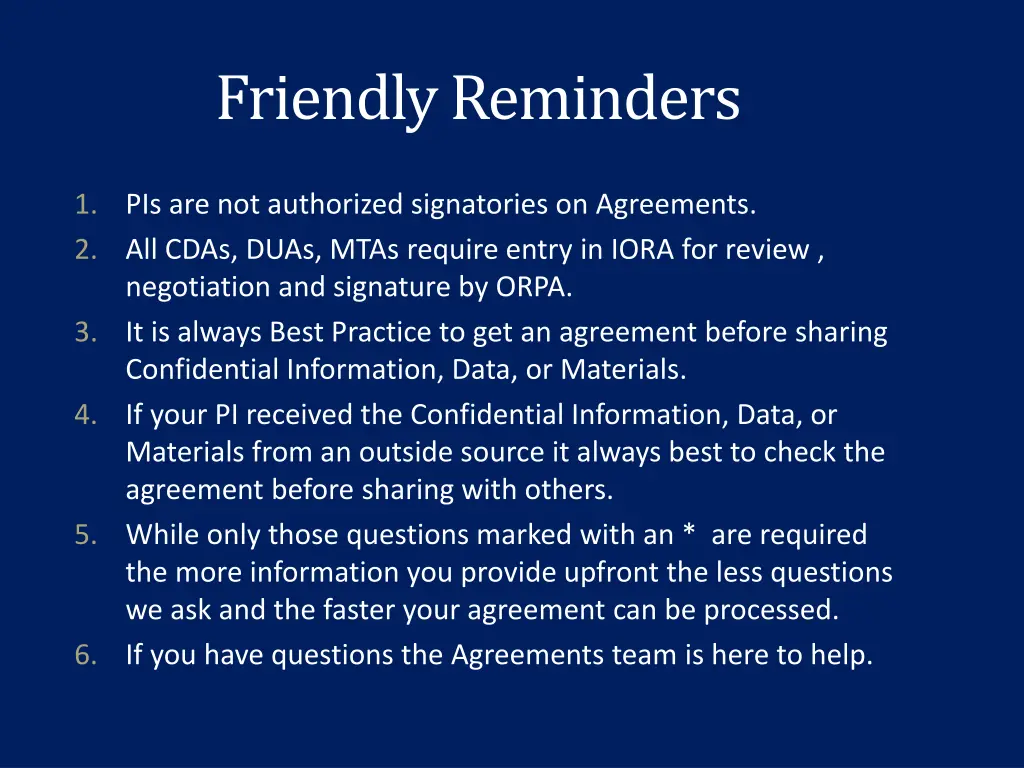 friendly reminders
