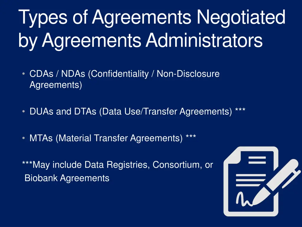 types of agreements negotiated by agreements