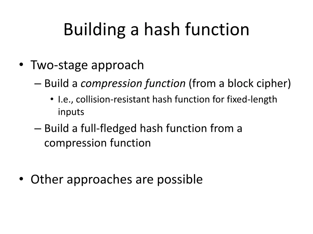 building a hash function
