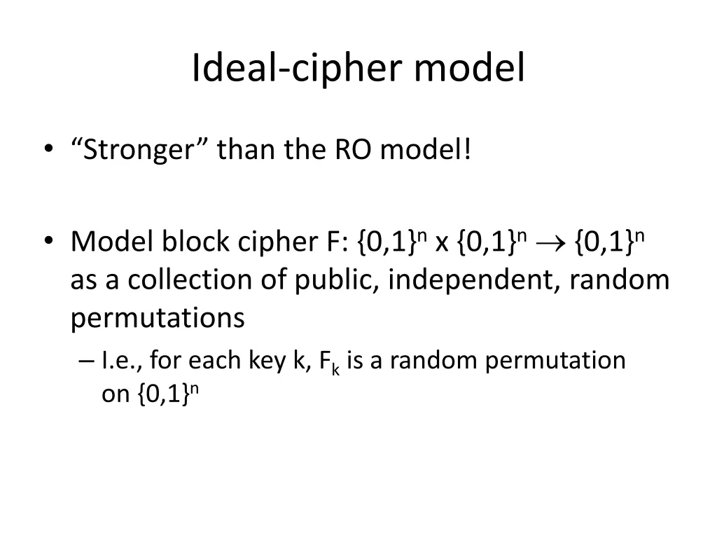 ideal cipher model