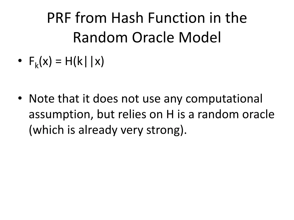 prf from hash function in the random oracle model