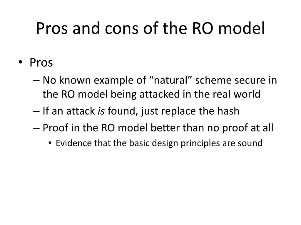 pros and cons of the ro model 1