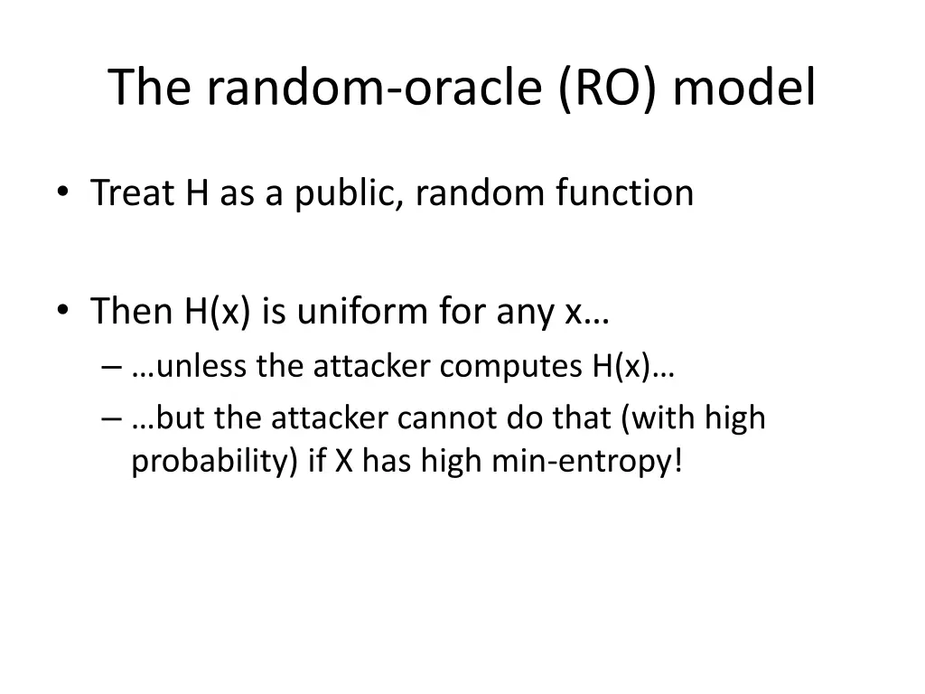 the random oracle ro model 1