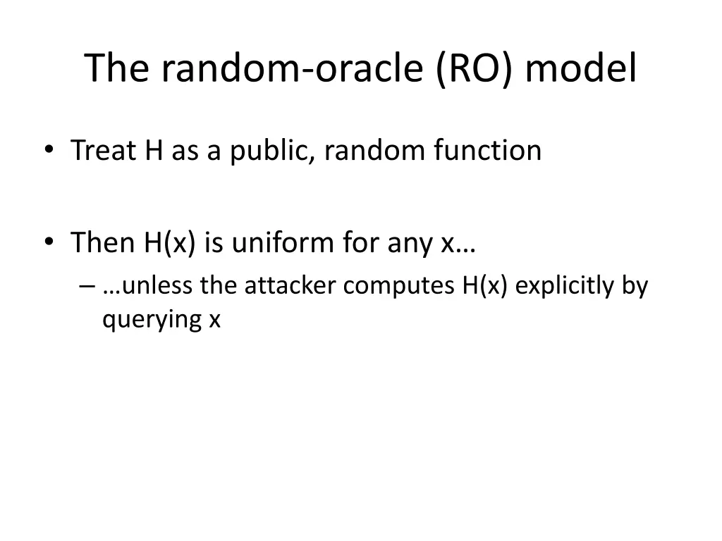 the random oracle ro model