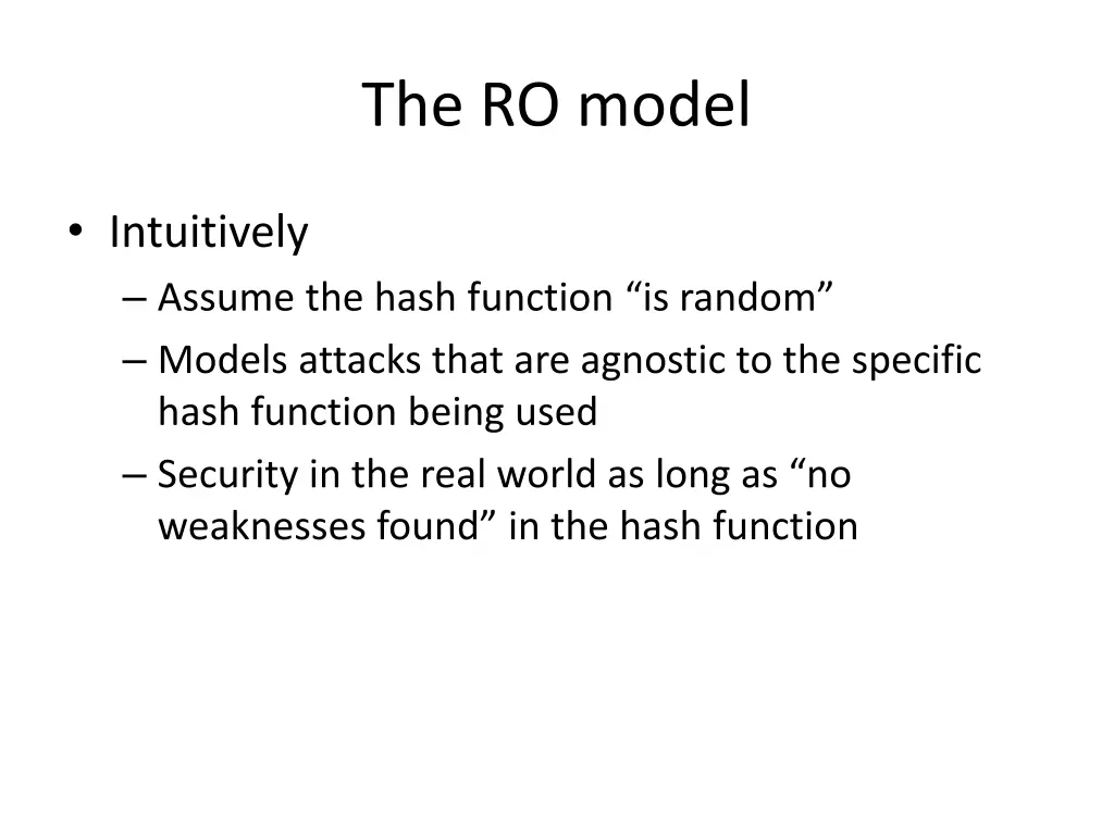 the ro model