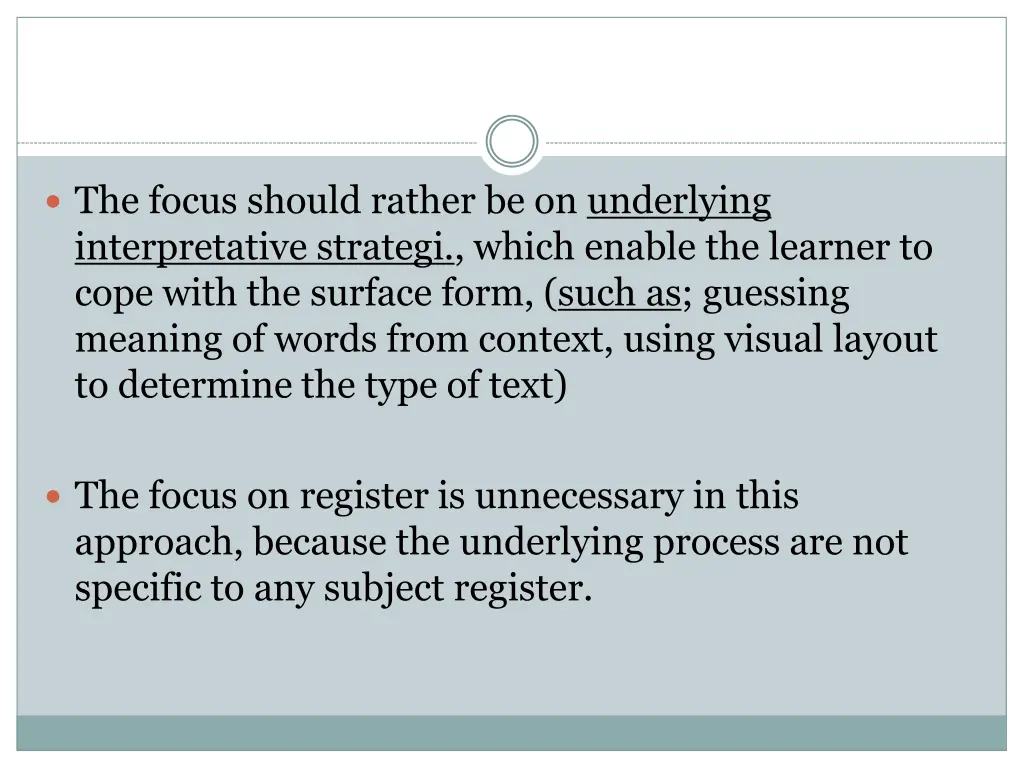 the focus should rather be on underlying