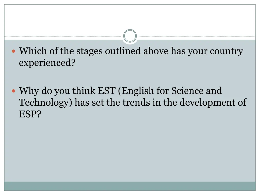 which of the stages outlined above has your