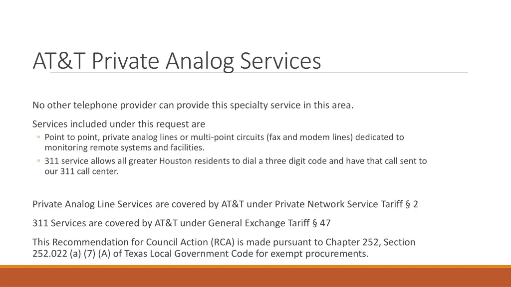 at t private analog services 1