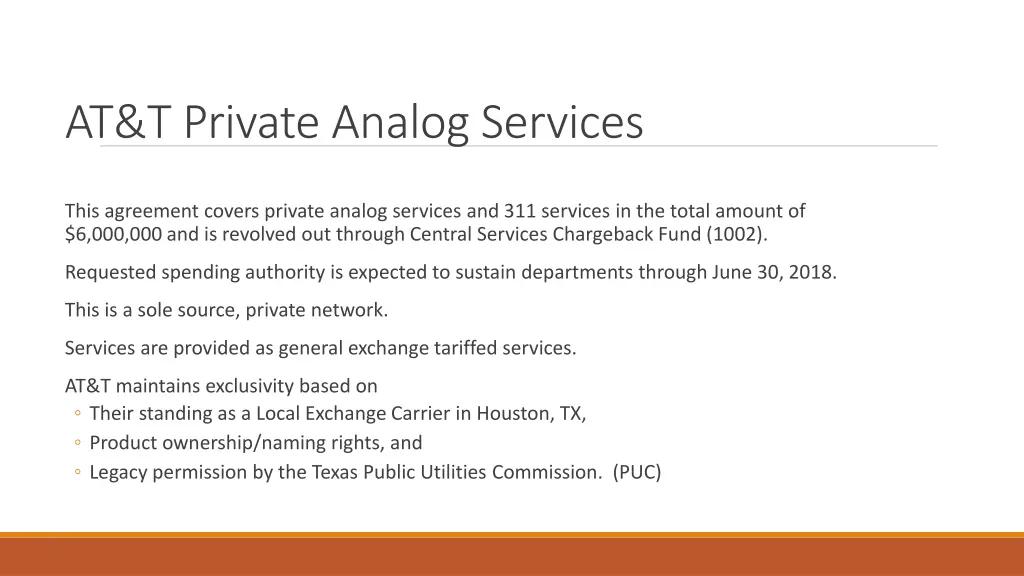 at t private analog services
