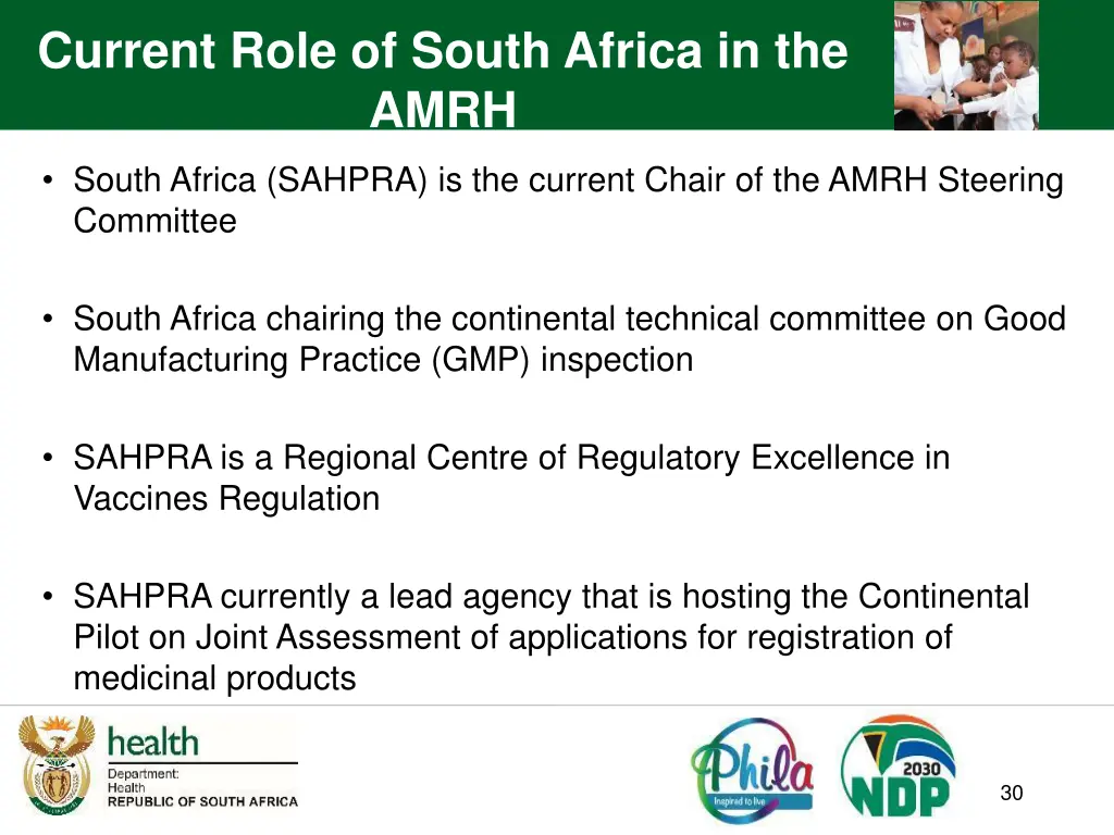 current role of south africa in the amrh
