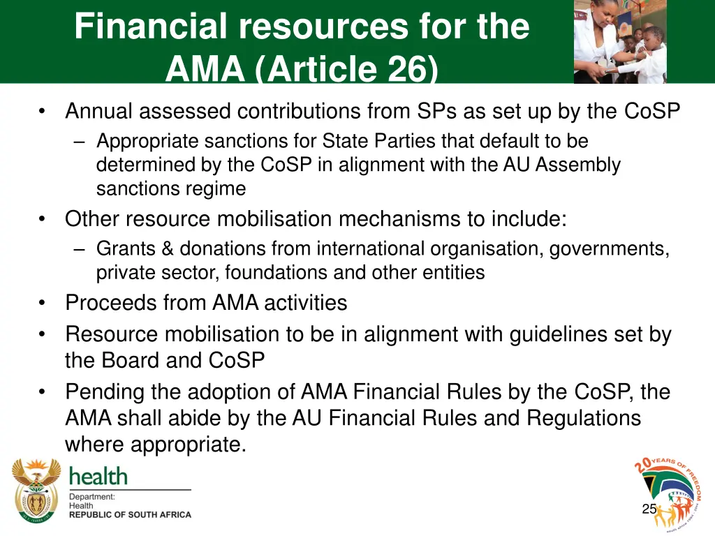financial resources for the ama article 26 annual