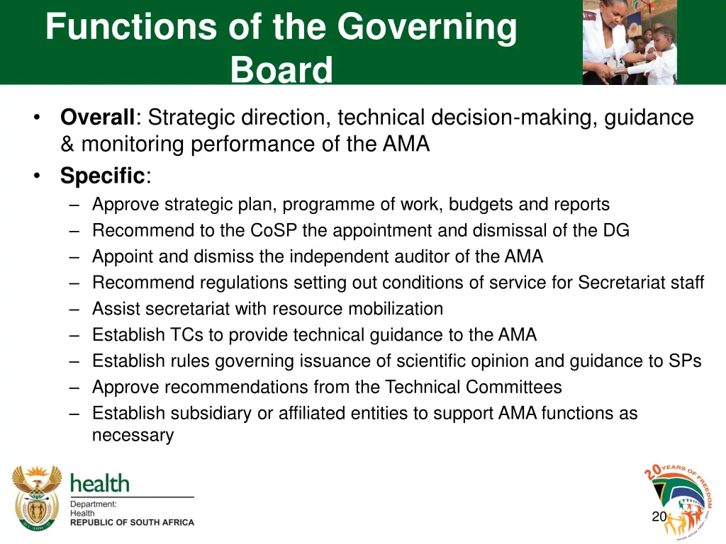 functions of the governing board