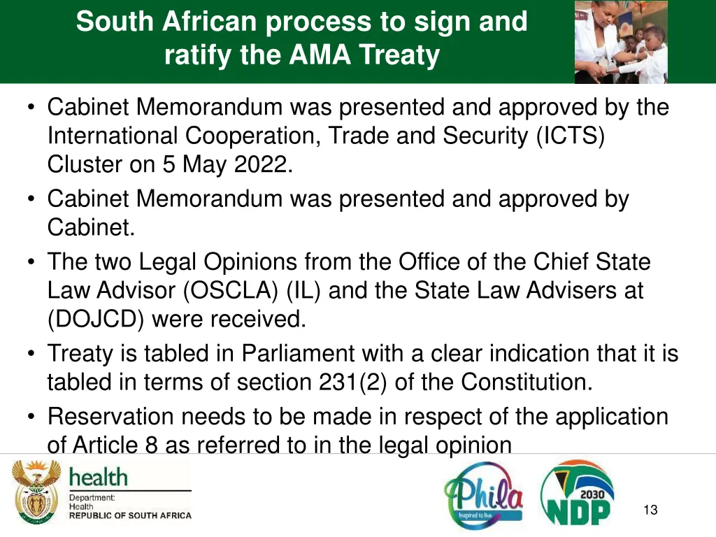 south african process to sign and ratify