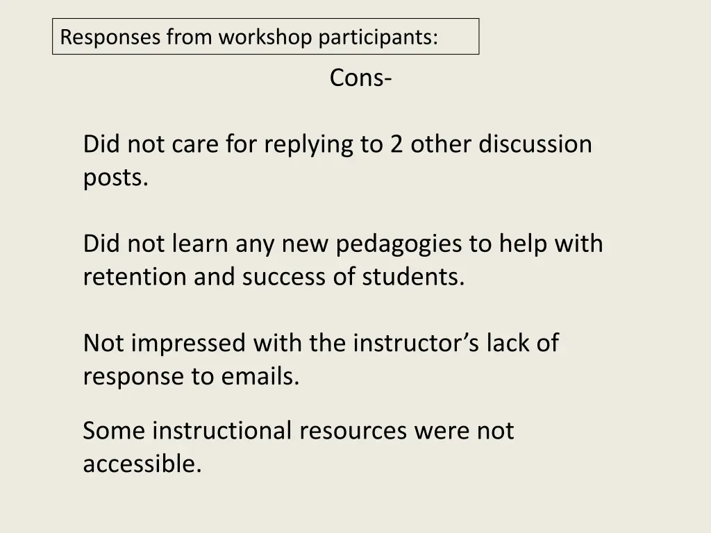 responses from workshop participants 2