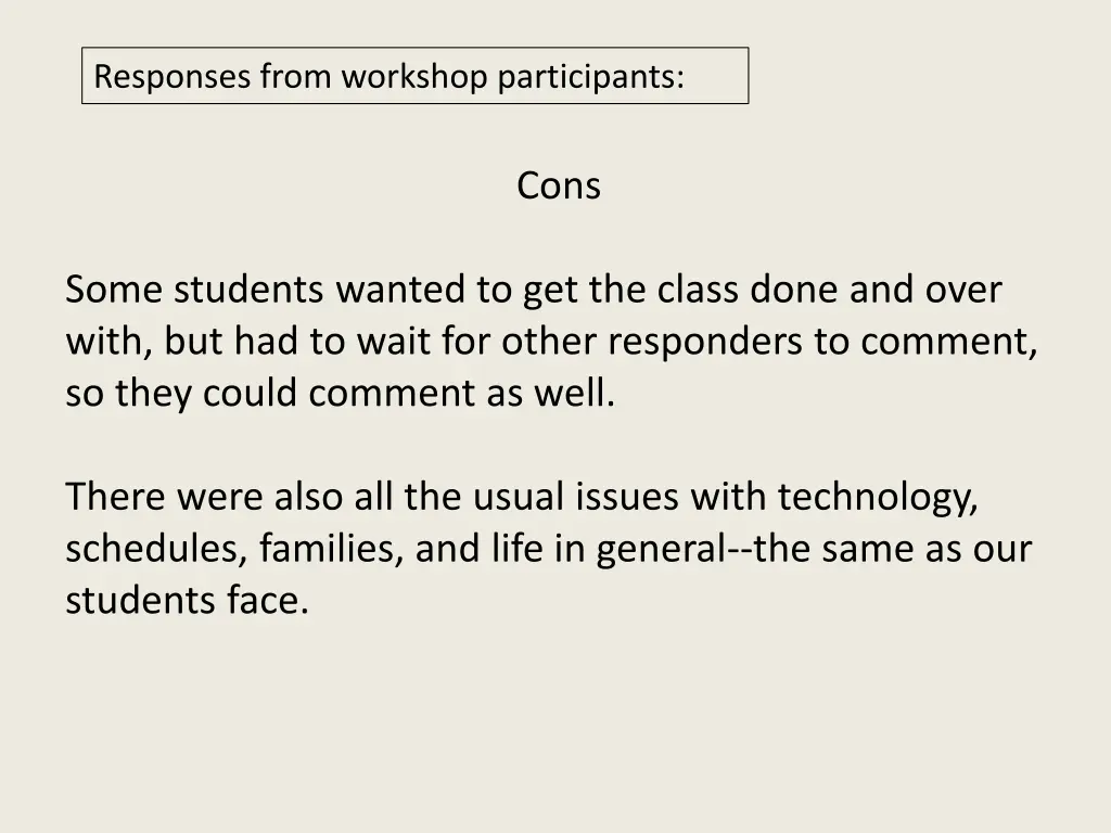 responses from workshop participants 3