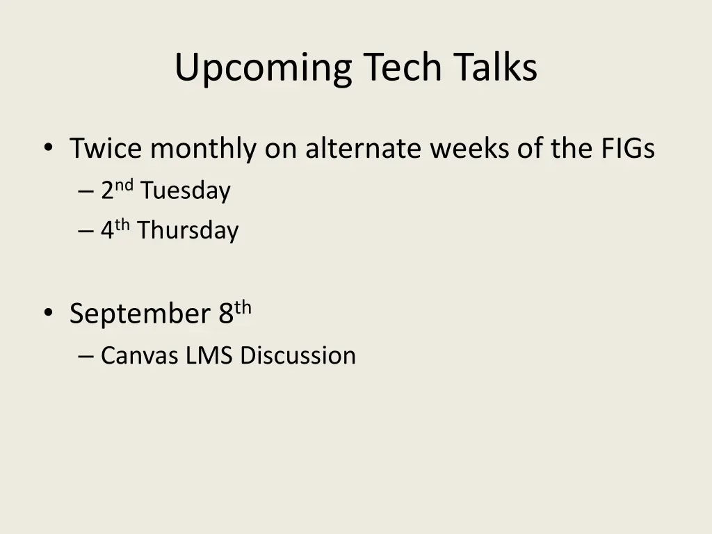 upcoming tech talks
