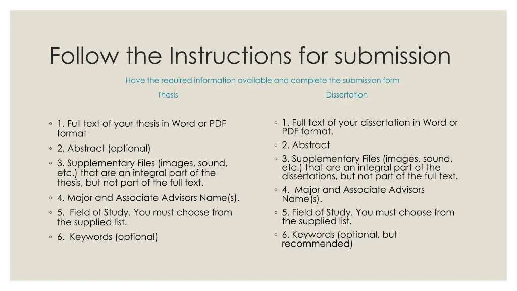 follow the instructions for submission