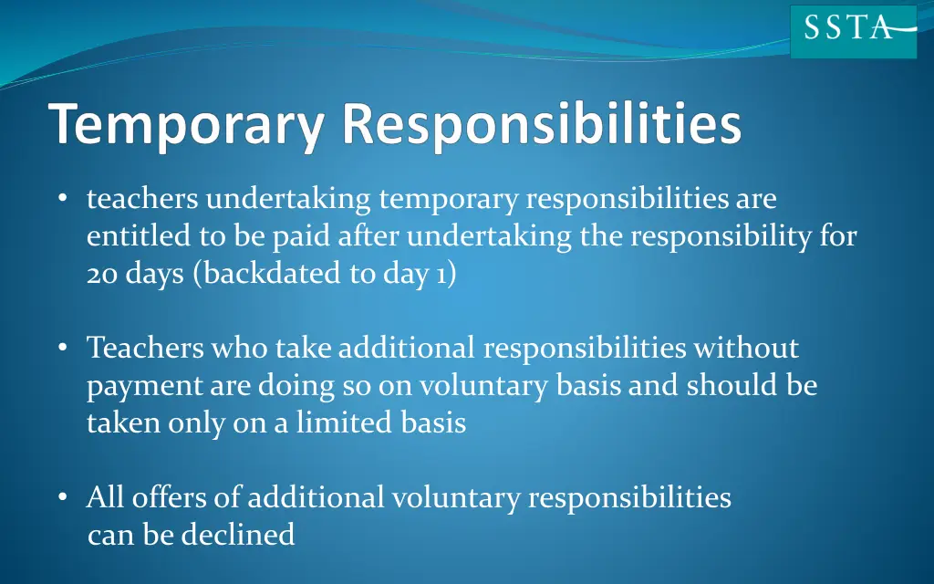teachers undertaking temporary responsibilities
