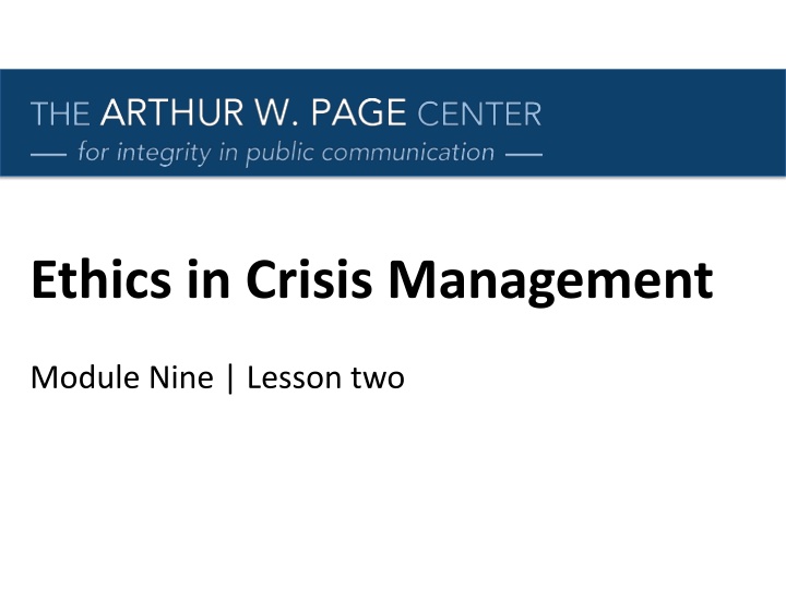 ethics in crisis management